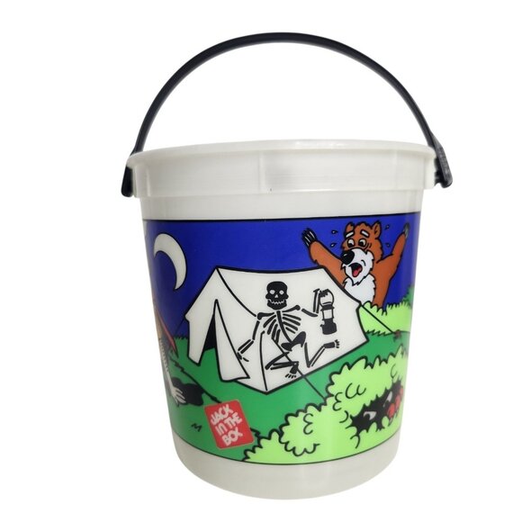 Vtg 2004 Jack in the Box Halloween Candy Bucket Vampire Camping Glow in The Dark - Picture 5 of 7